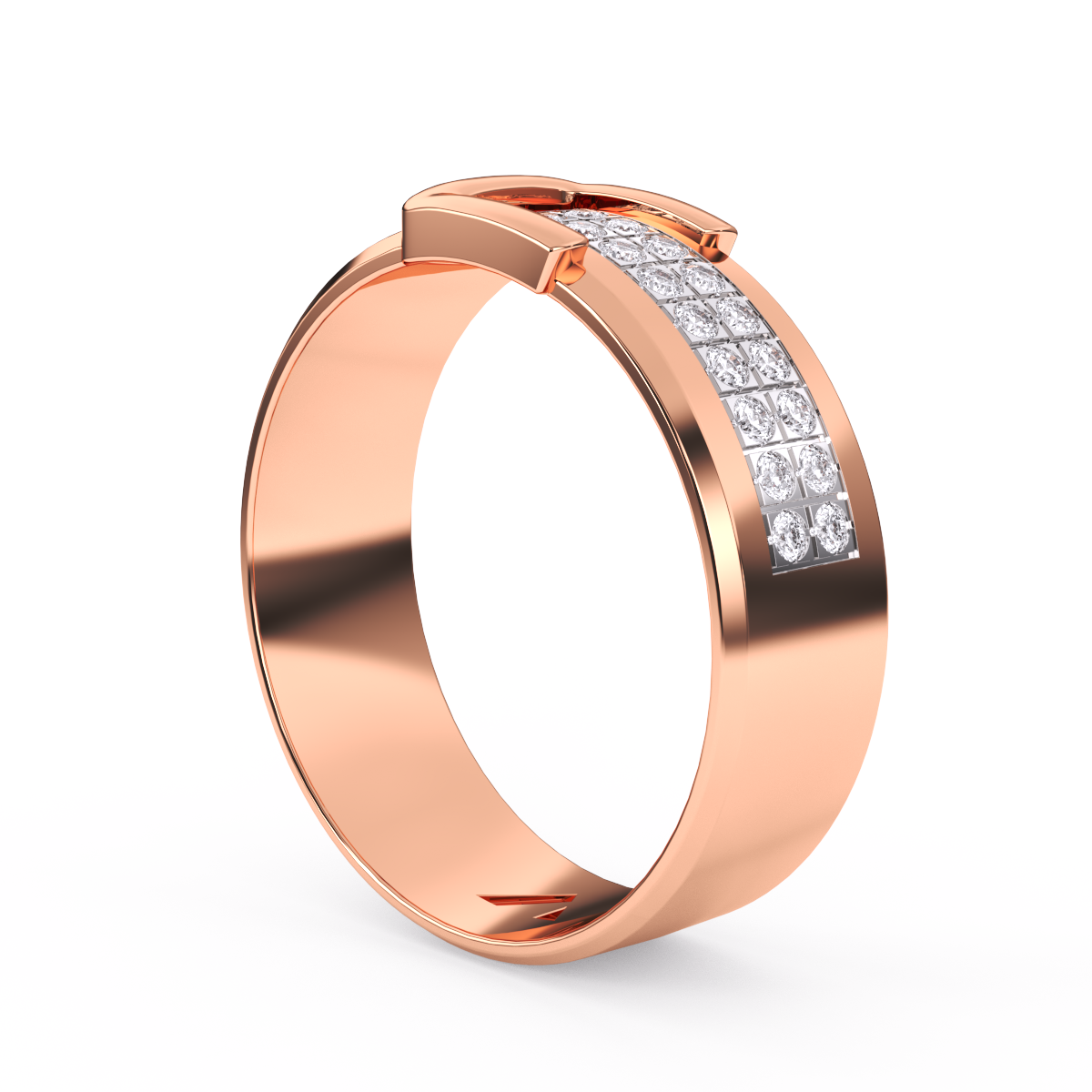 Colorless Diamond Buckle Ring for Men